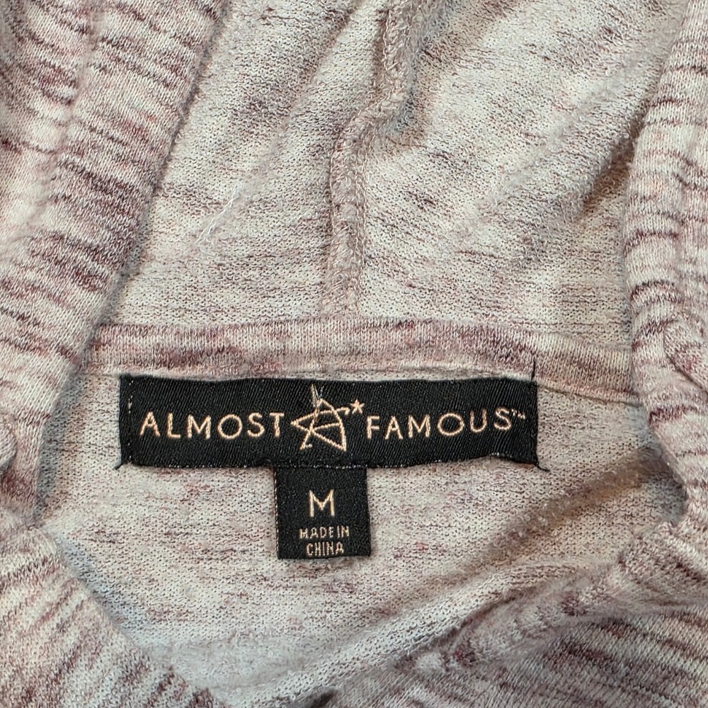 Almost Famous Womens M Space Dye Hoodie Mauve Pink Lightweight Cottagecore Boho - Picture 7 of 14